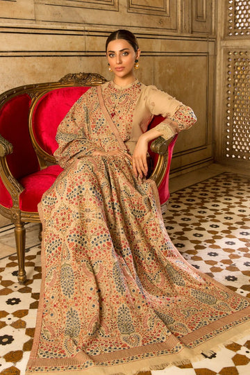 3 Piece - Unstitched Fully Embroided Dhanak Suit With Heavy Embroided Dhanak Shawl BR-870